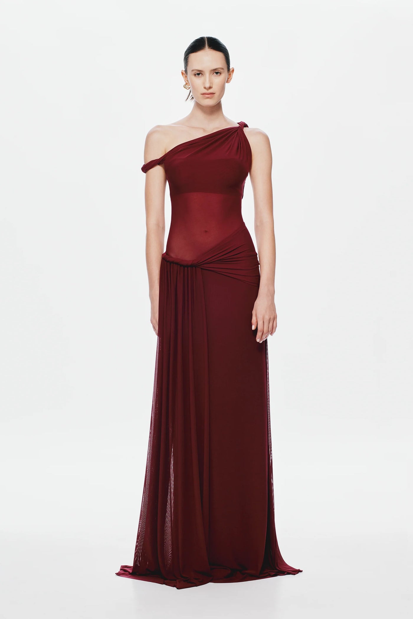 Misha Sisal Mesh Maxi Dress - Port