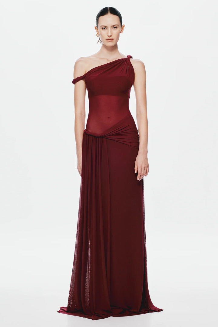 Misha Sisal Mesh Maxi Dress - Port | JAUS Misha Sisal Mesh Maxi Dress - Port | JAUS