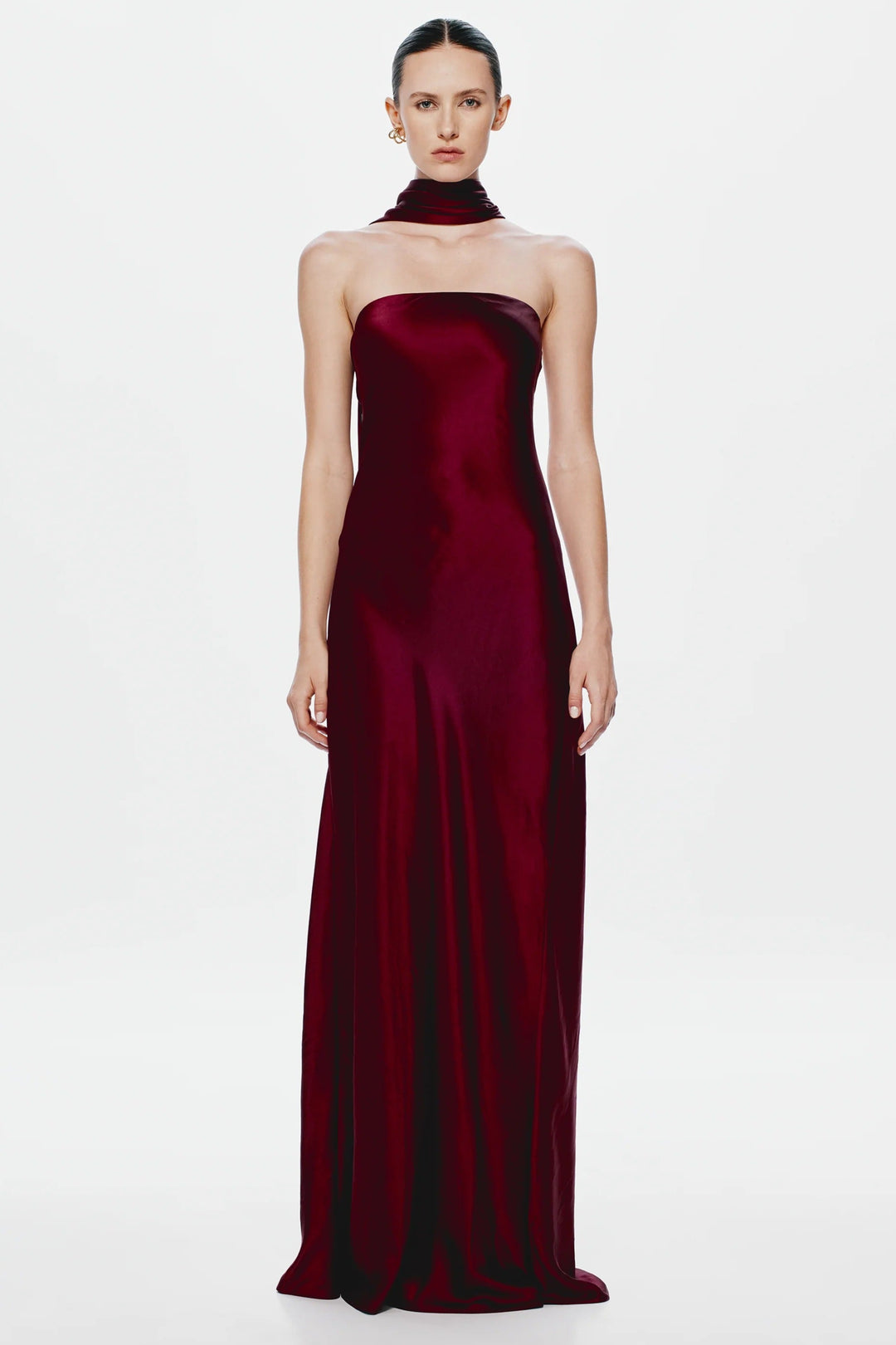 Misha Lilia Satin Gown - Port | JAUS Misha Lilia Satin Gown - Port | JAUS