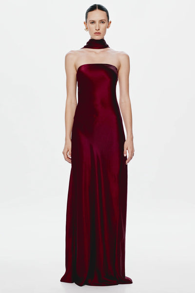 Misha Lilia Satin Gown - Port