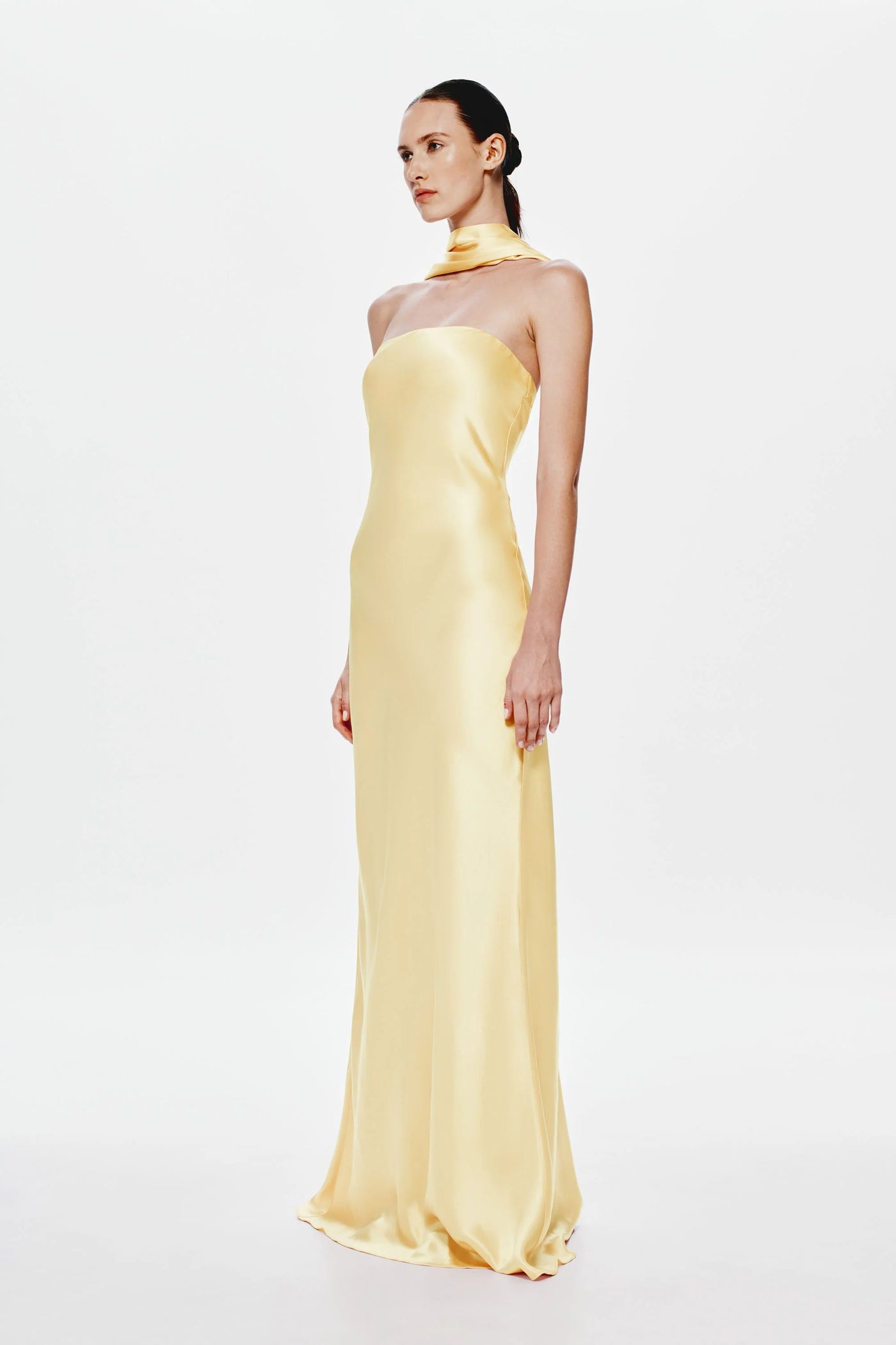 Misha Lilia Satin Gown - Soft Yellow | JAUS Misha Lilia Satin Gown - Soft Yellow | JAUS