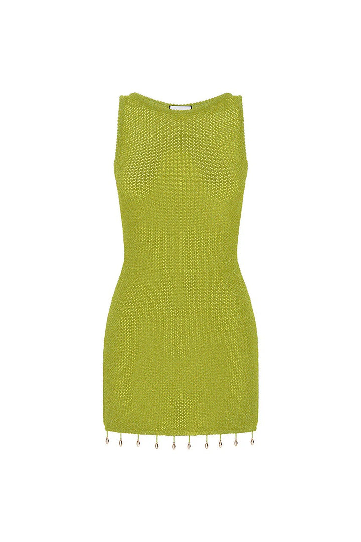 slim fit dress slacks Runaway The Label Ariya Mini Dress, Lime Metallic / S
