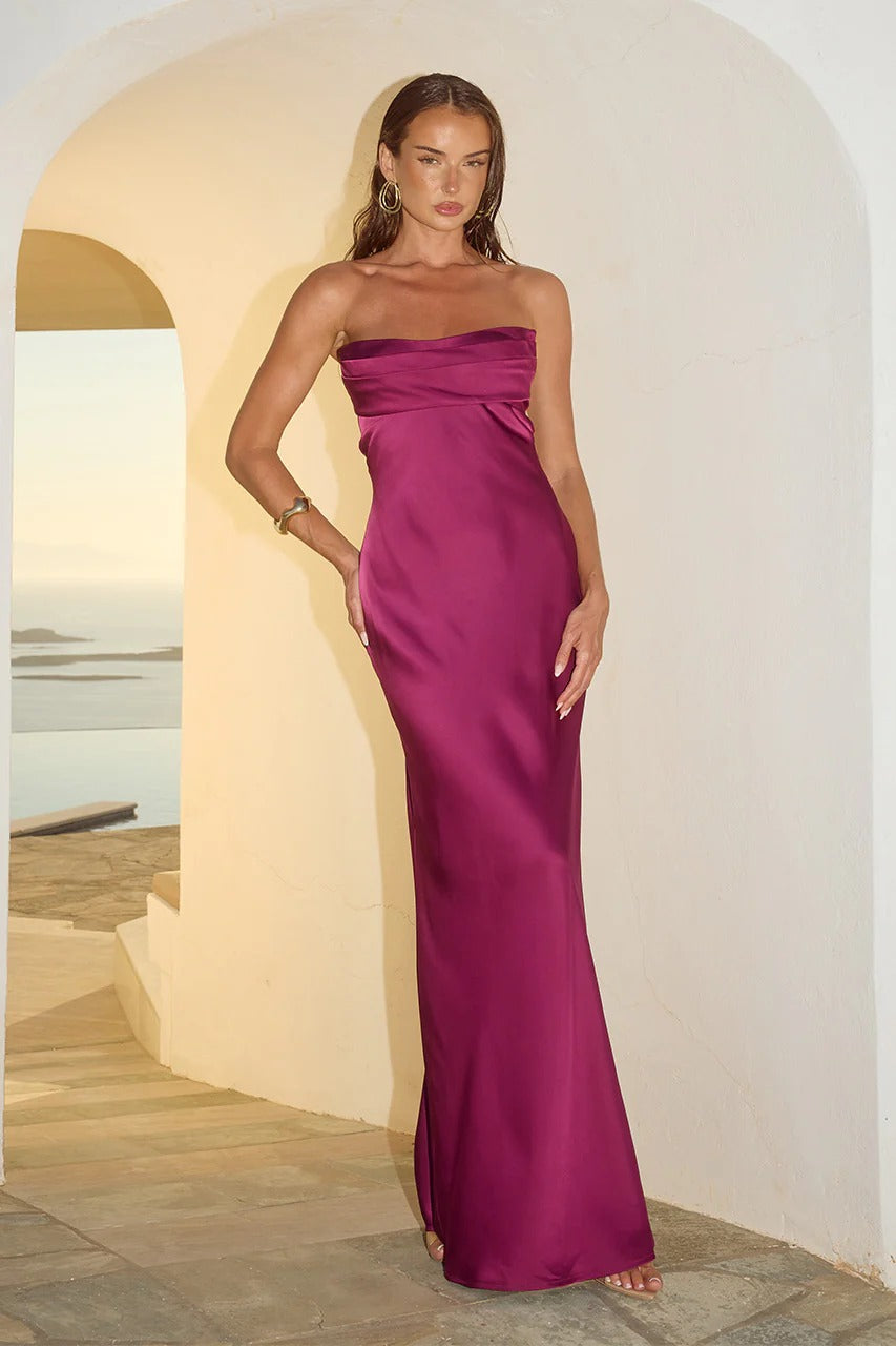 Madeleine Strapless Maxi Dress - Plum