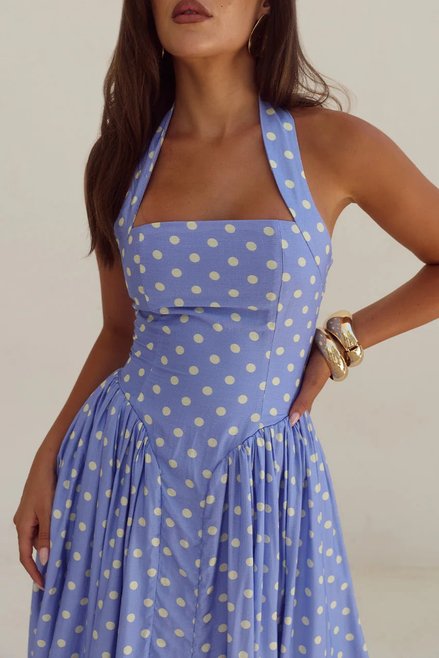 midi periwinkle dress women's periwinkle dress HELSI Norah Deep V-Neck Midi Dress in Periwinkle