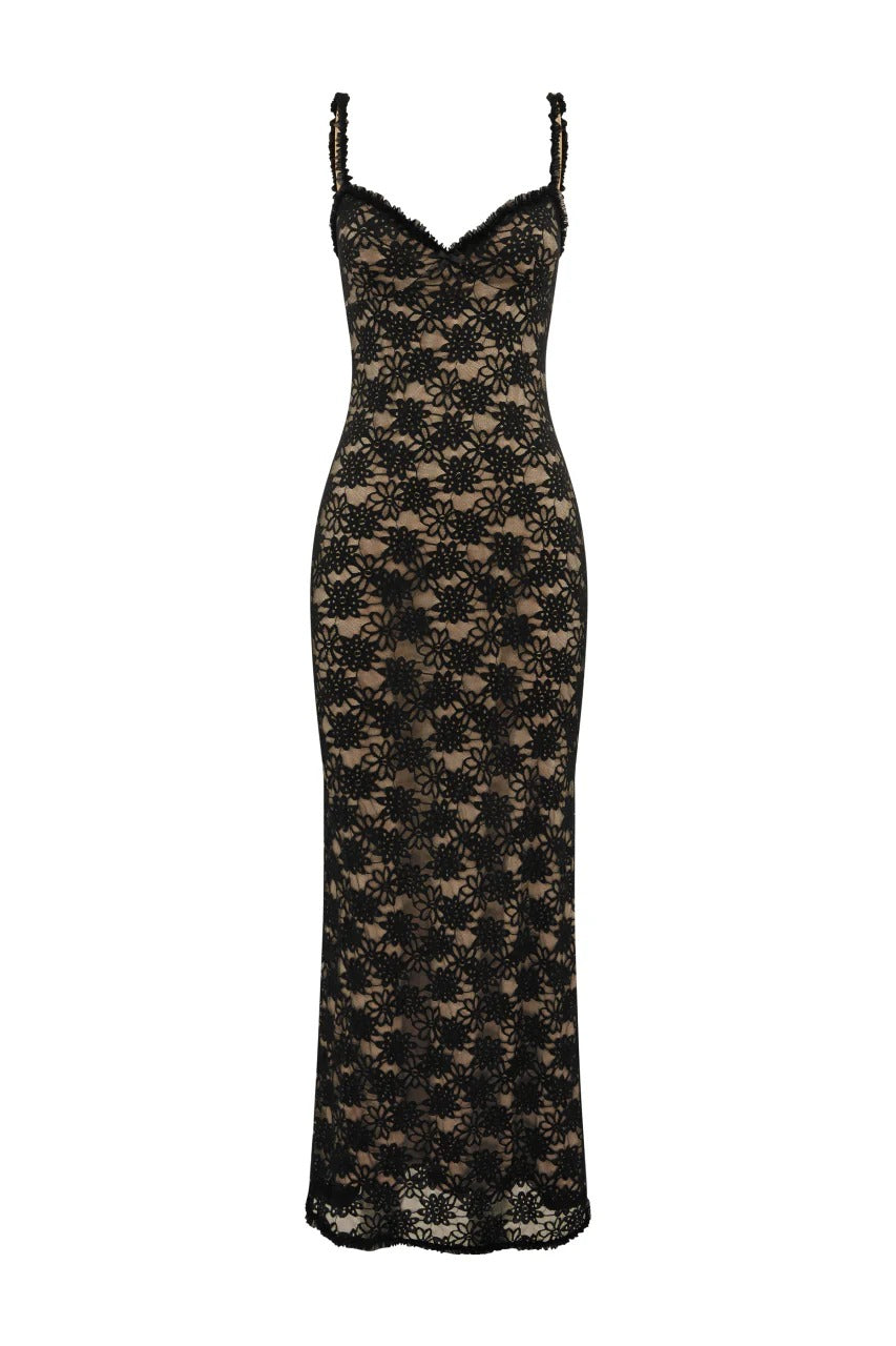 Sarta Lace Maxi Dress - Black