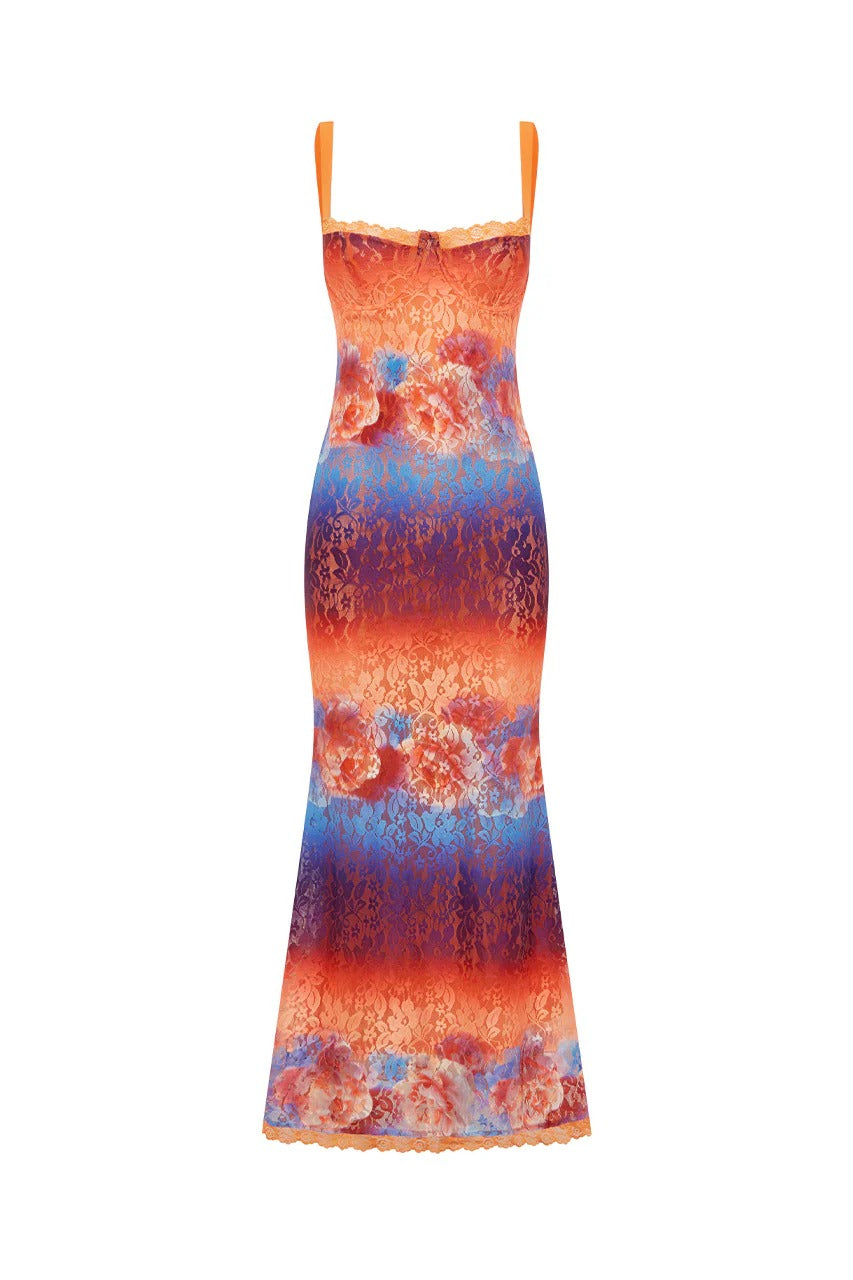 Runaway The Label Serina Lace Maxi Dress S / NADIA PINK OMBRE