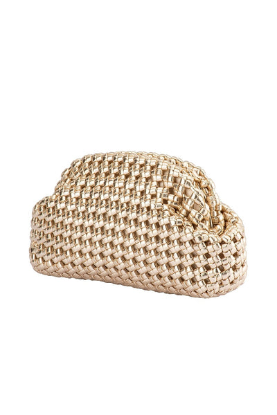 Everly Hand Woven Clutch - Gold