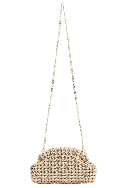 Everly Hand Woven Clutch - Gold