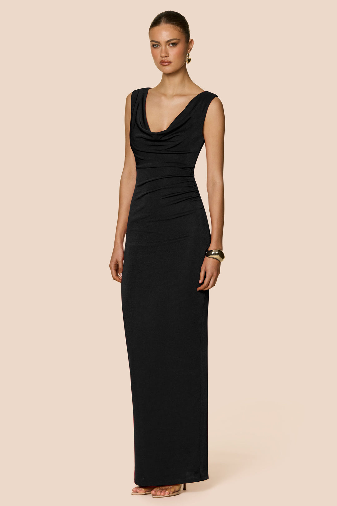 crushed maxi dress Nookie Crush Drape Maxi Dress - Black
