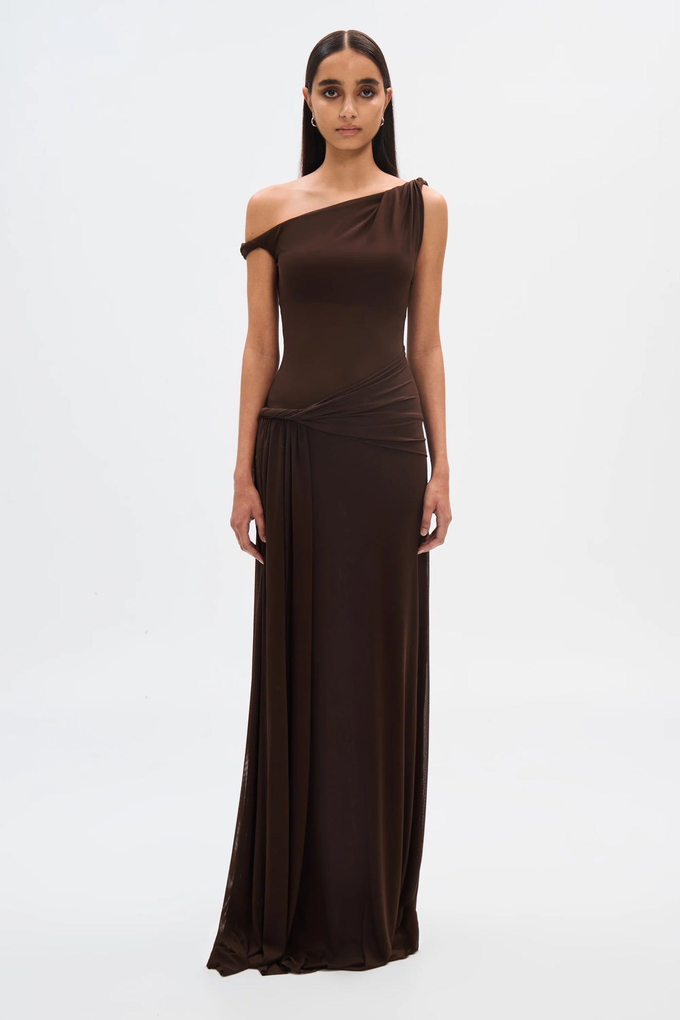the sisal mesh maxi dress Misha Sisal Mesh Maxi Dress - Espresso
