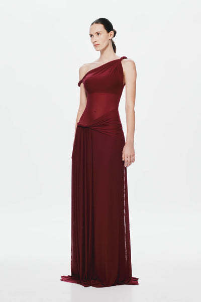Misha Sisal Mesh Maxi Dress - Port