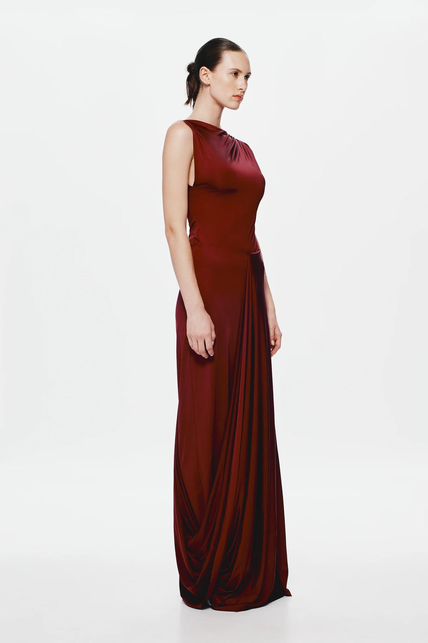 Misha Waterfall Jersey Maxi Skirt - Port