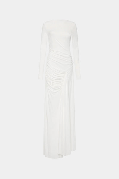 Misha Glacier Cupro Long Sleeve Maxi Dress - Ivory