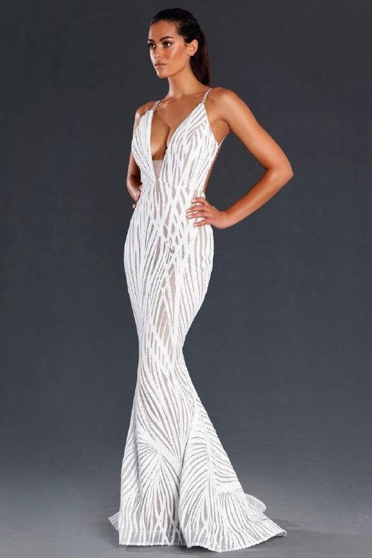 Jadore JX098 Jennifer Dress - White - SHOPJAUS - JAUS