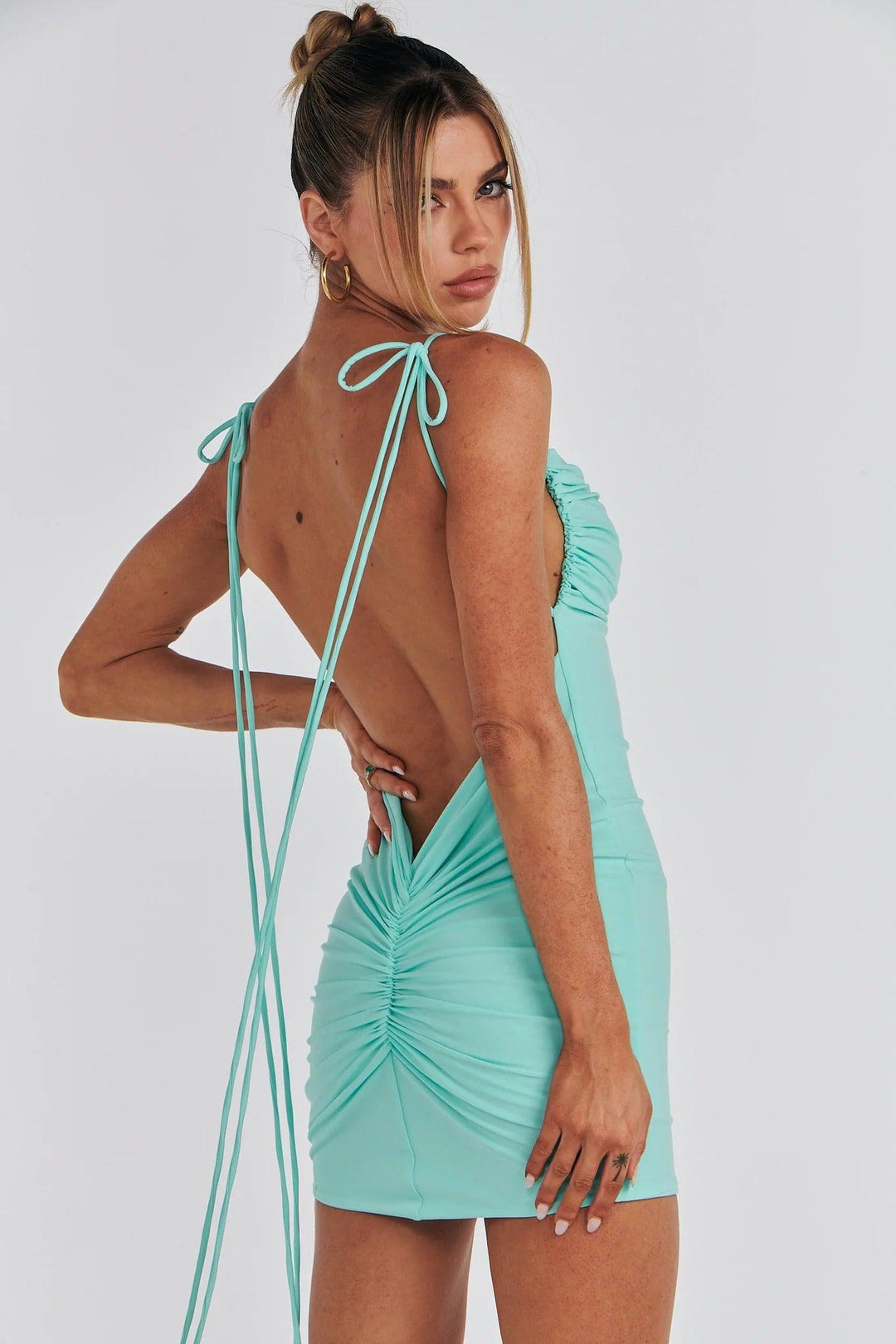 knee length dresses for ladies Women's Blue Scala Mini Dress Aqua in Size XXS by Outcast main image 0