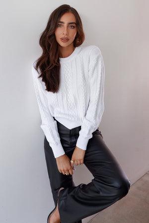 Jane Knit Sweater - White - JAUS