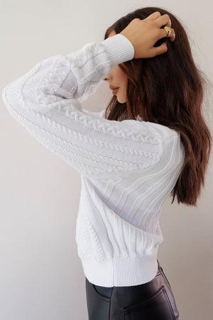 Jane Knit Sweater - White - JAUS