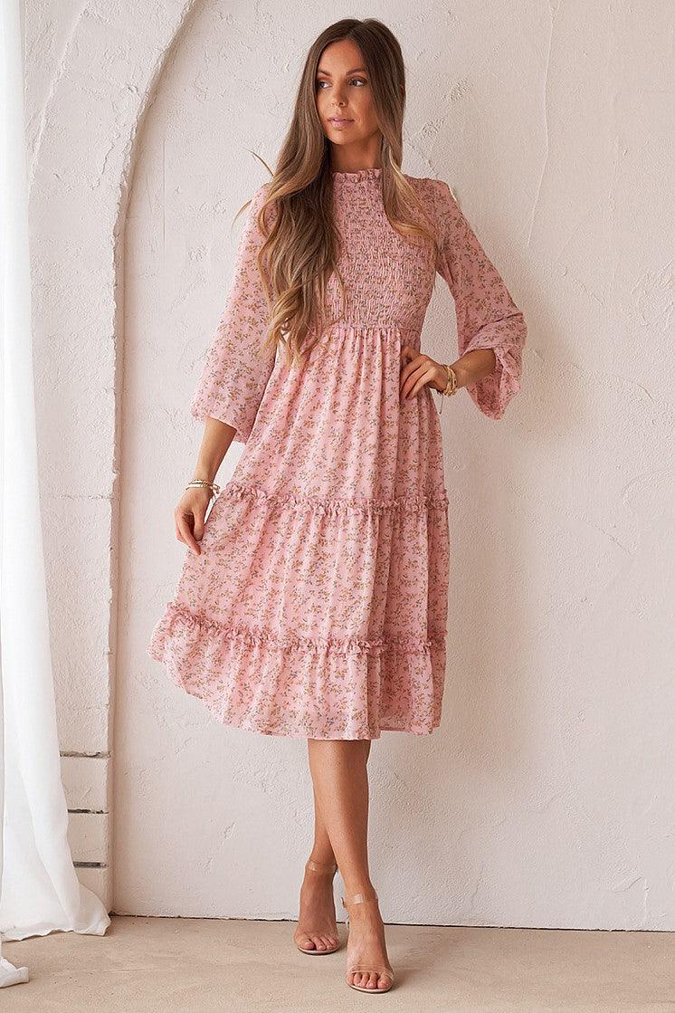 Juniper Shirred Dress - Blush | JAUS Juniper Shirred Dress - Blush | JAUS