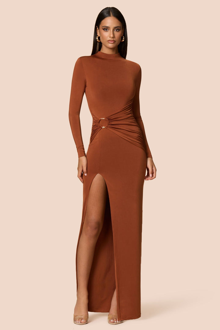 kaia maxi dress brown Kaia Scoop Neck Printed Frill Maxi Dress main image 0