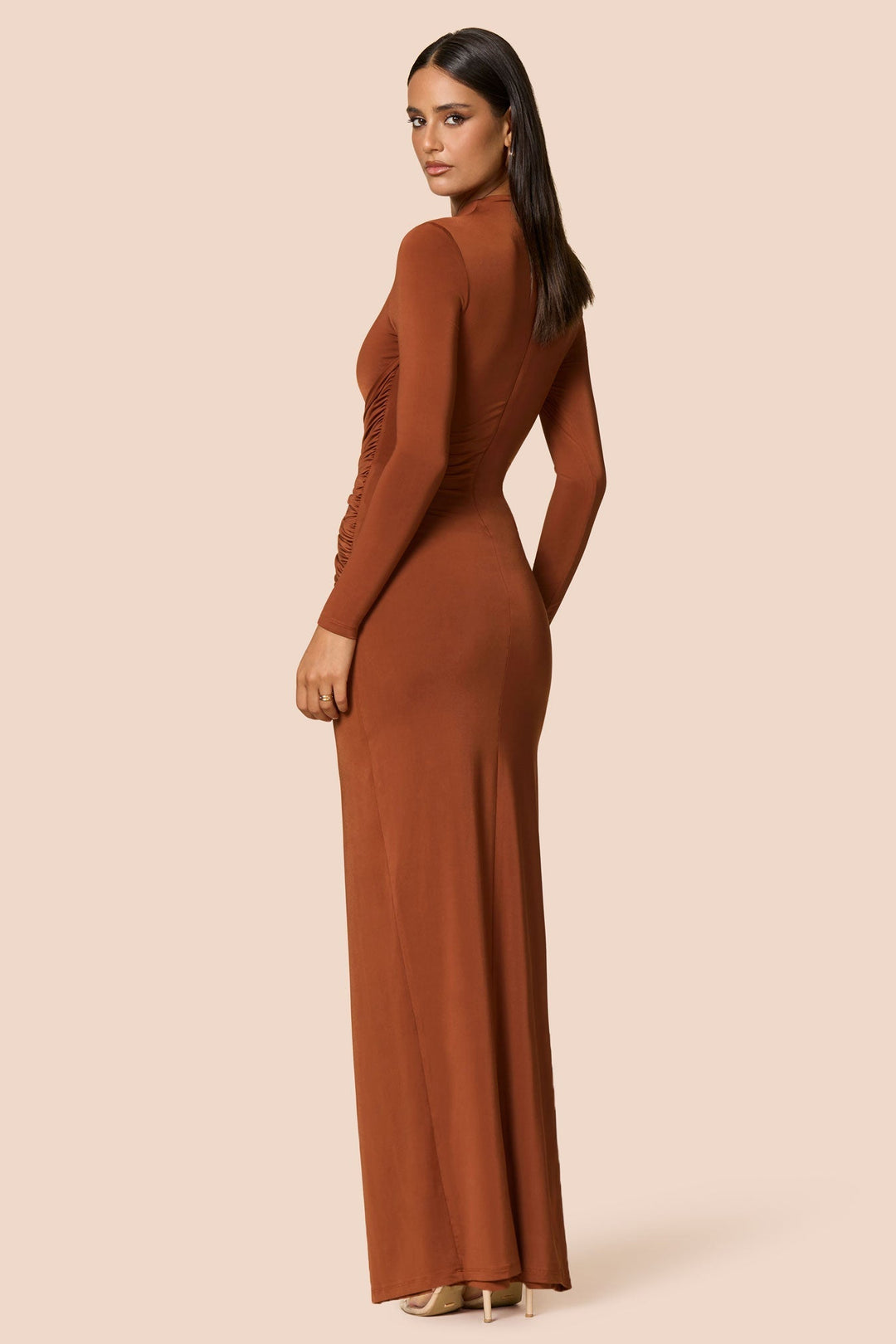 fitted lace wedding dress Nookie Kaia Long Sleeve Maxi Dress - Clay