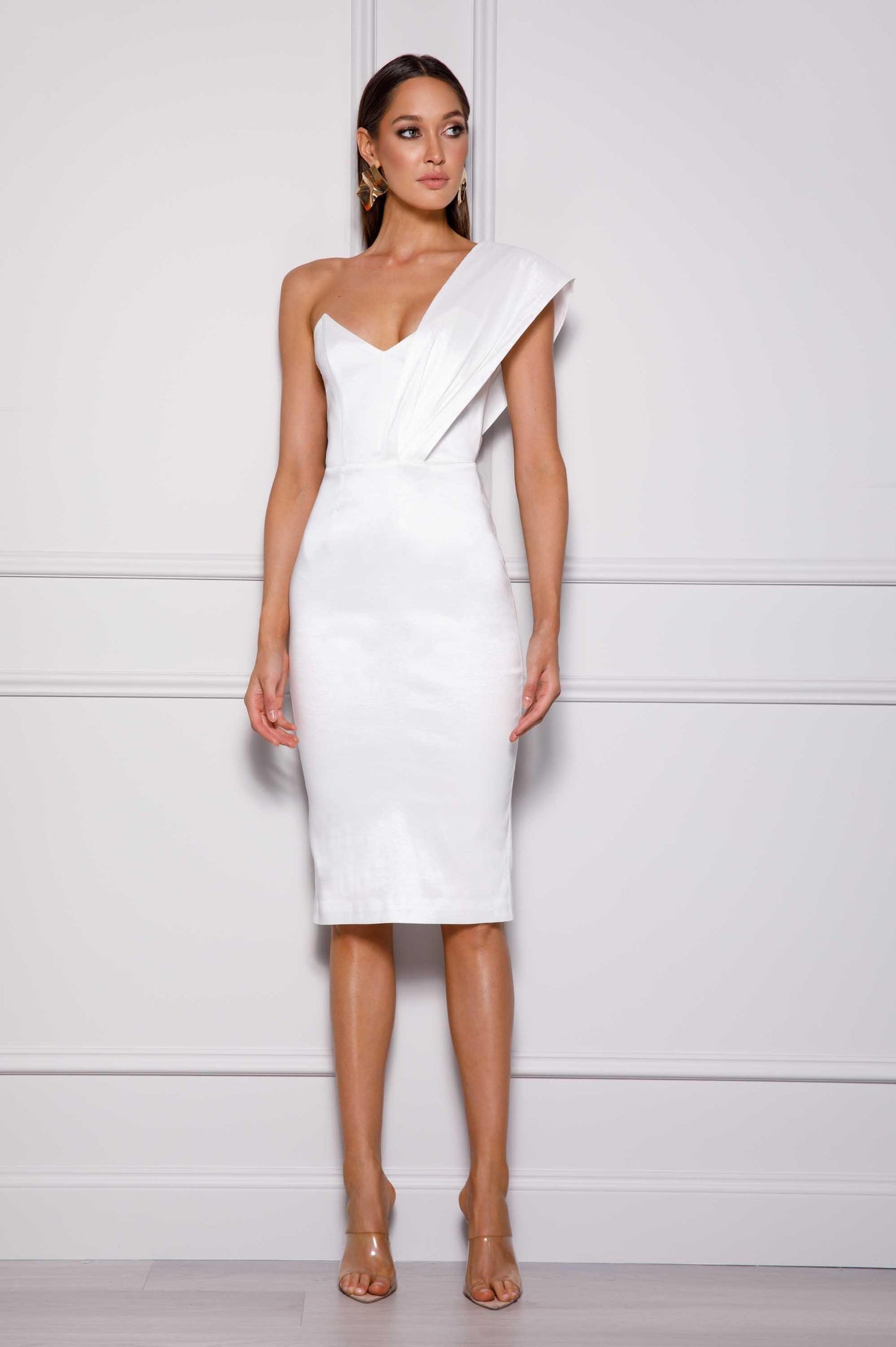 kaiya midi dress Kaiya Jacquard Satin Midi Dress
