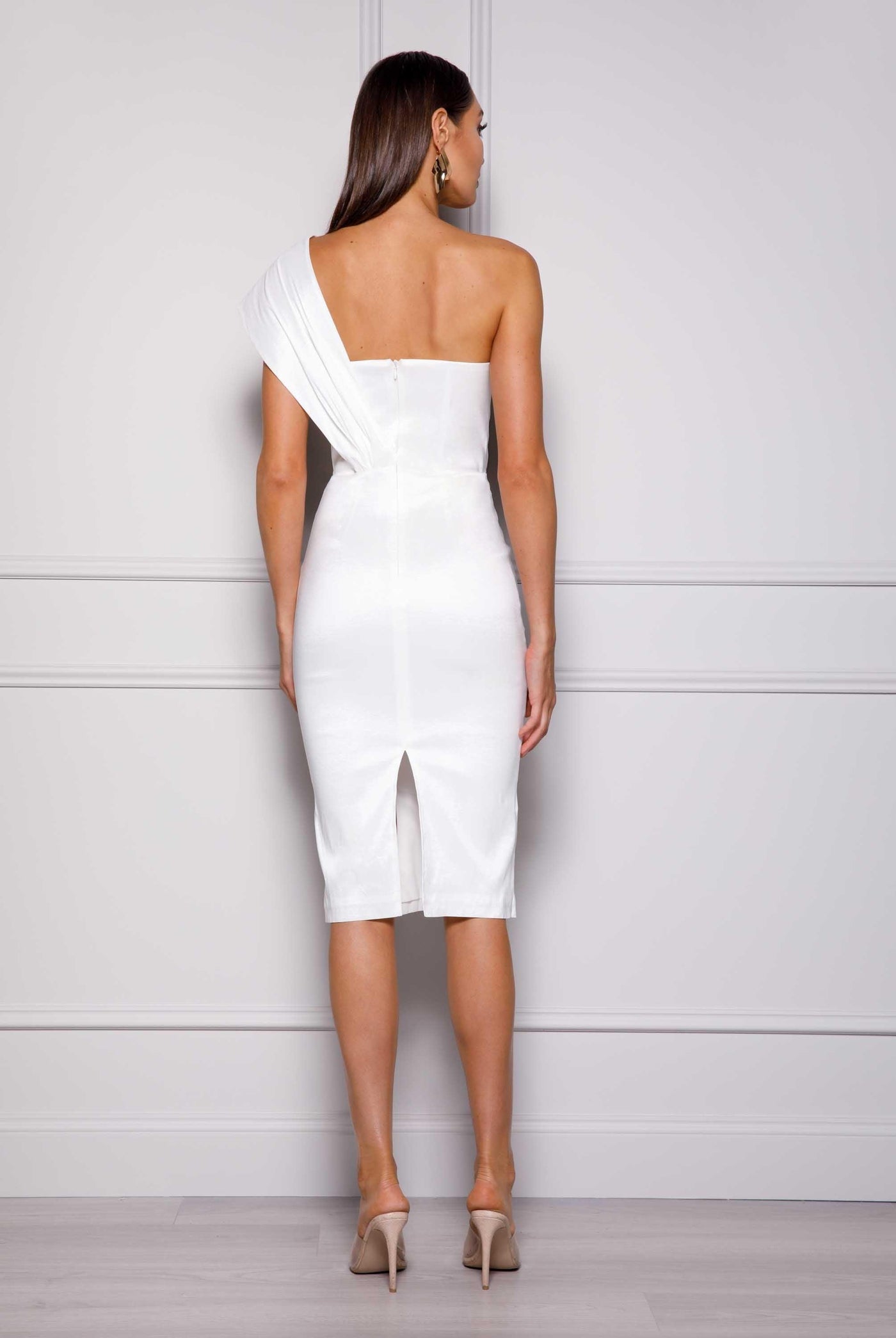 Kaiya Midi Dress - White - JAUS