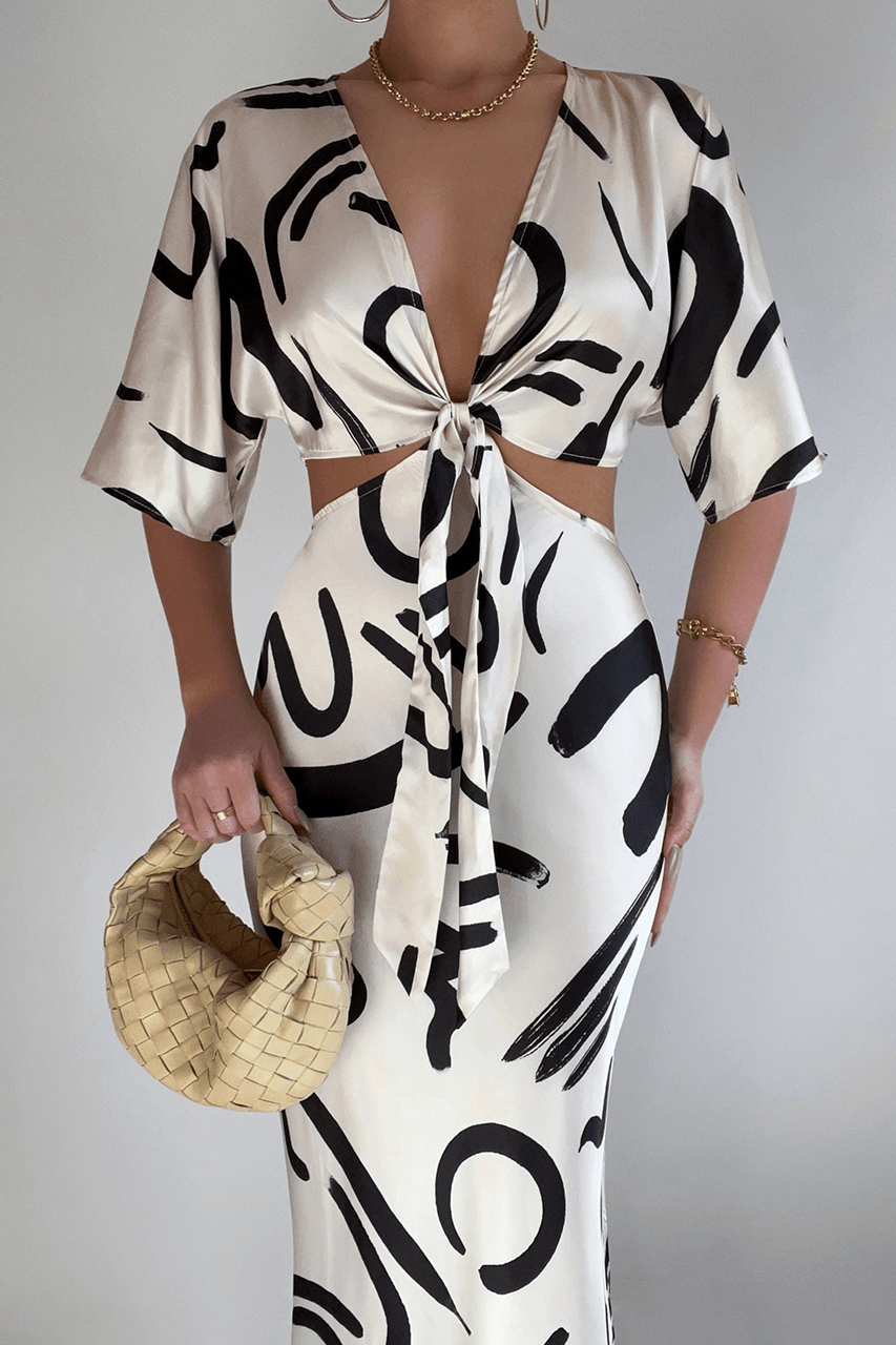 Kaya Yorke Dress - Sand/Black - JAUS