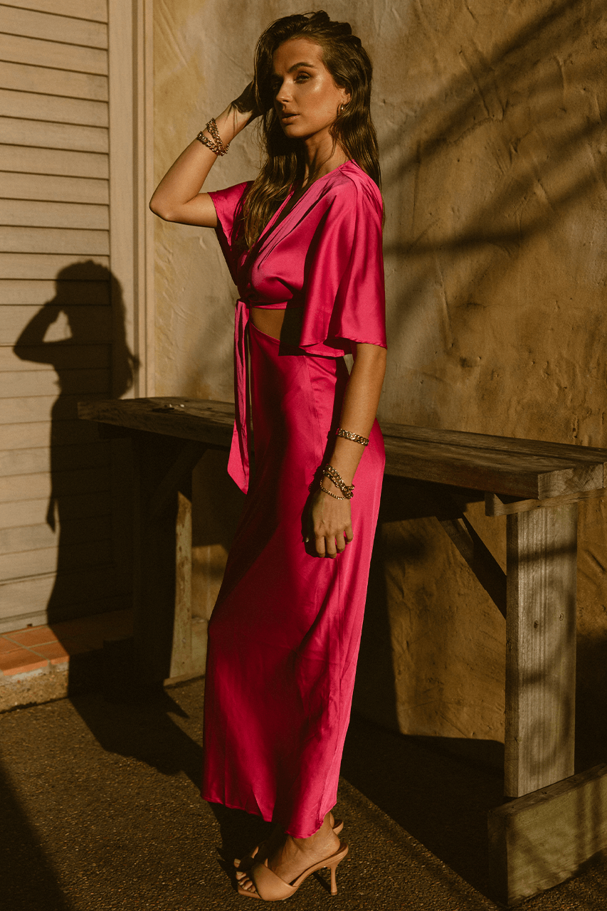 Kaylee Midi Dress - Fuschia XLARGE / Fuschia Kaylee Midi Dress - Fuschia XLARGE / Fuschia