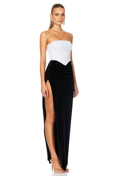 Nookie Keke Gown - White/Black - SHOPJAUS - JAUS