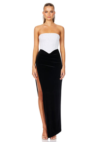 Nookie Keke Gown - White/Black - SHOPJAUS - JAUS