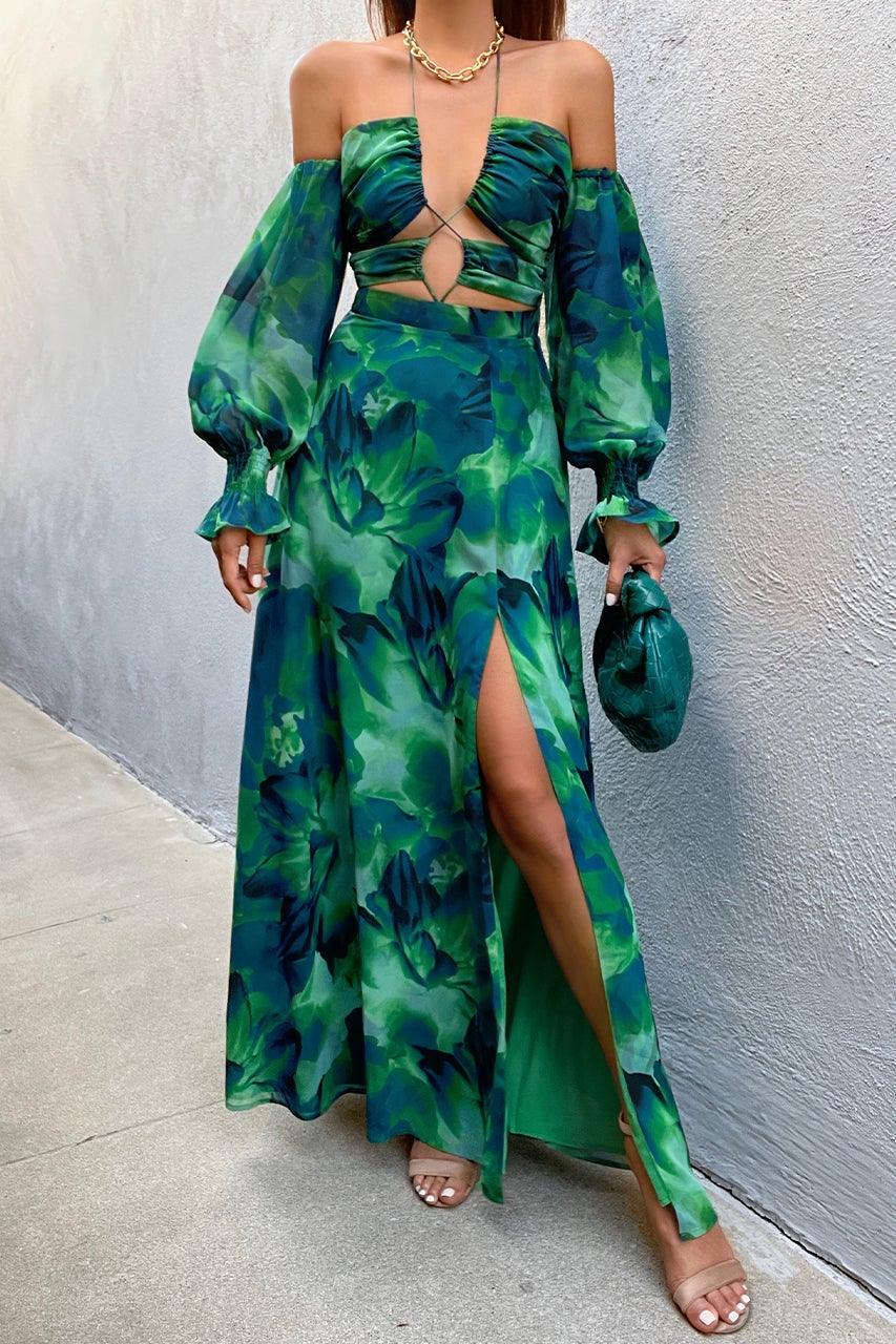 green goddess dressing jamie oliver 30 minute meals WEDTREND Women Strapless Prom Dress with Slit Green Floral A-Line Ruched Cut  Out Corset Tiered Bridesmaid Dress main image 1