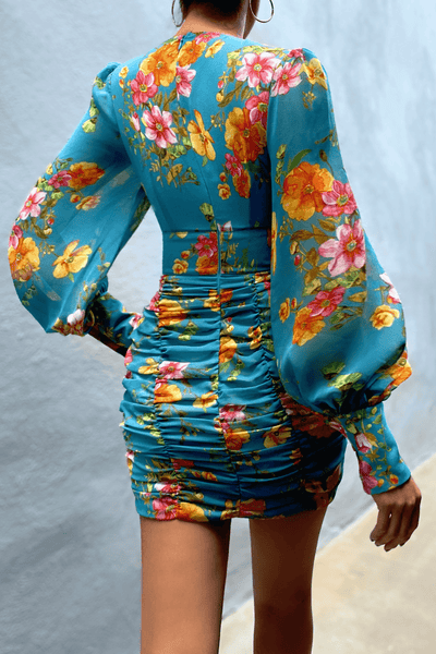 Kim Mini Dress - Aqua Floral - JAUS