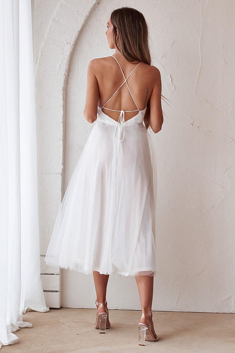 Kora Tulle Dress - White - JAUS