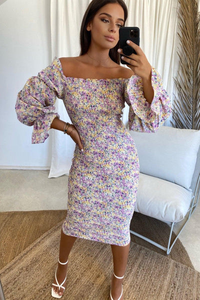 Kourtney Dress - Lilac Floral - JAUS