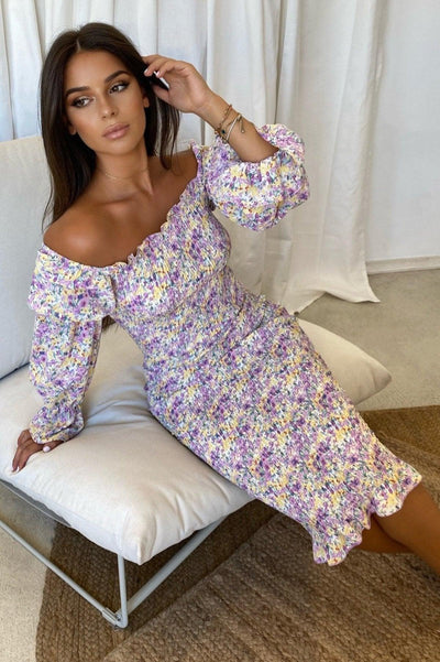 Kourtney Dress - Lilac Floral - JAUS