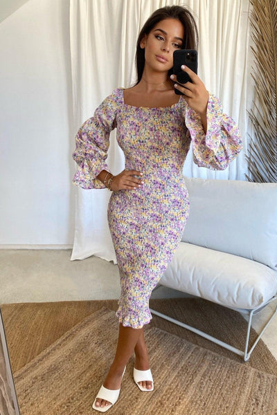 Kourtney Dress - Lilac Floral - JAUS