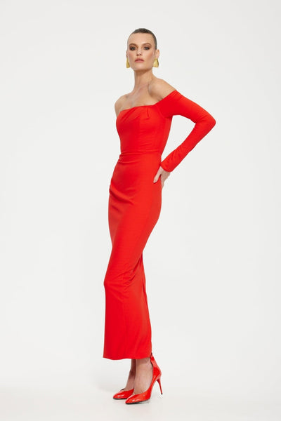 Kristie Midi Dress - Cherry Red - SHOPJAUS - JAUS