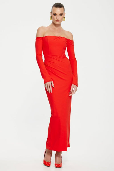 Kristie Midi Dress - Cherry Red - SHOPJAUS - JAUS