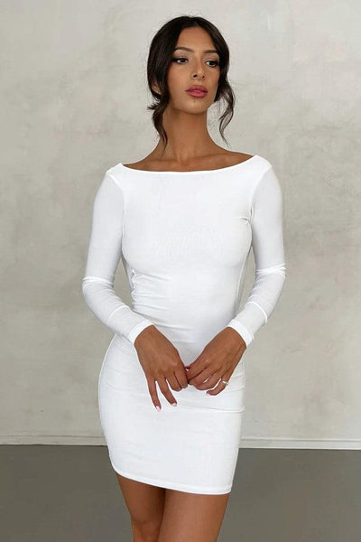 Kyla Reversible Mini Dress - White - JAUS
