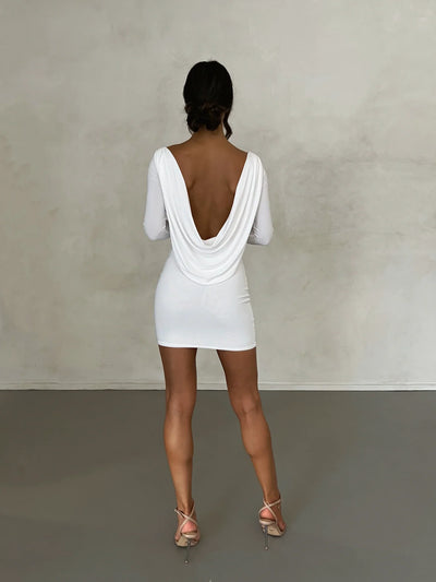 Kyla Reversible Mini Dress - White - JAUS