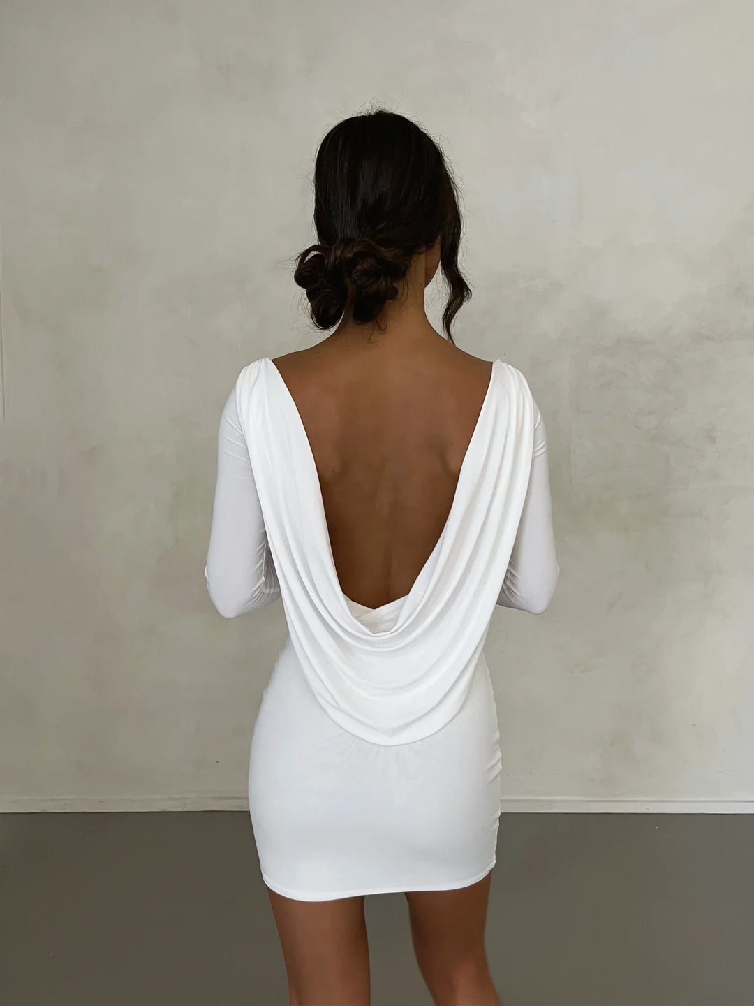 open lace back dress Grey Ruched Laced Up Bodycon Dress – MODALIER main image 1