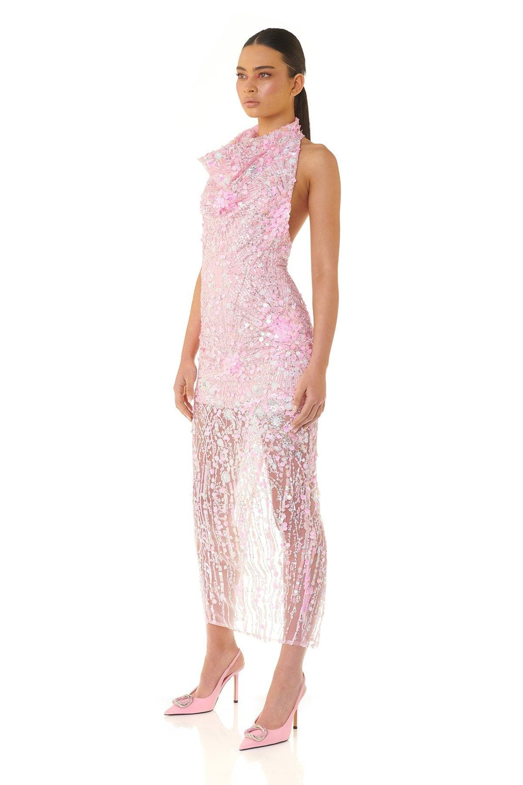 open lace back dress Laura Pink Dress main image 1