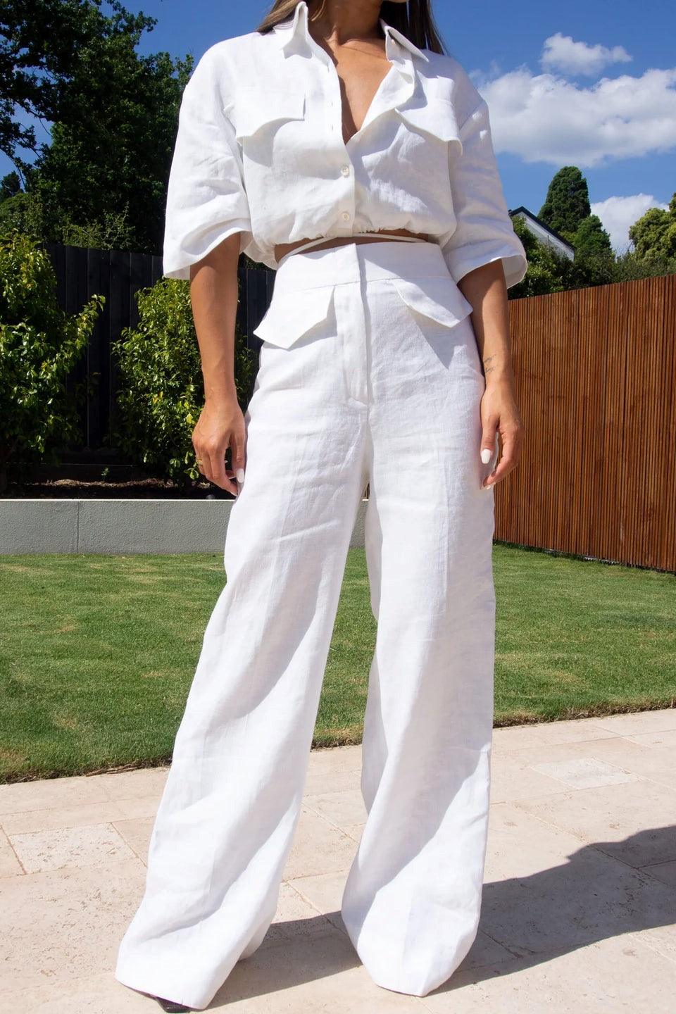 Leesa Linen Pant - Ivory - JAUS