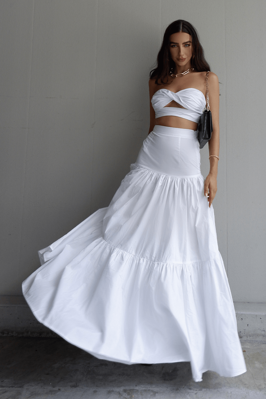 Leilani Maxi Skirt - White - JAUS