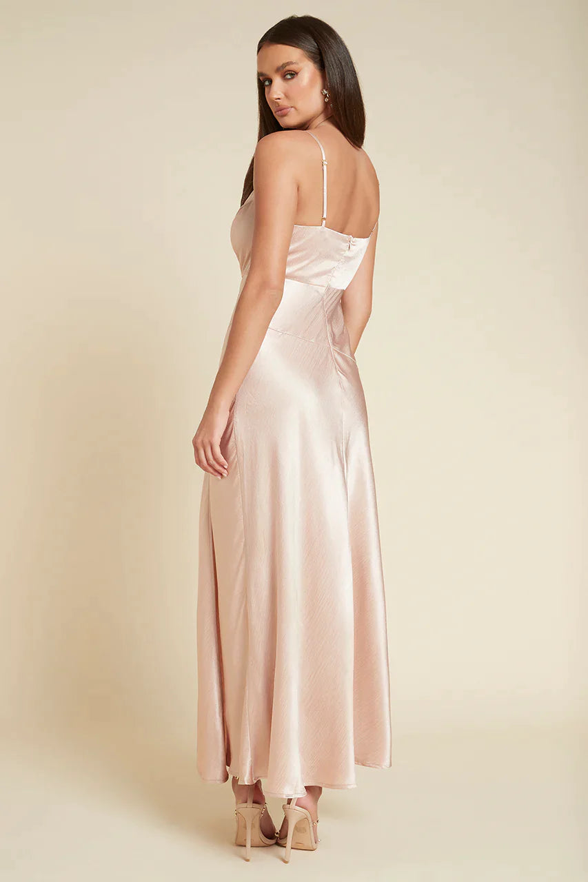 white christmas dresses Champagne Pink Tulle Beads Long Prom Dress Champagne Evening Dress Custom Size / Custom Color