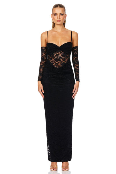 Nookie Lene Lace Maxi Dress - Black - SHOPJAUS - JAUS