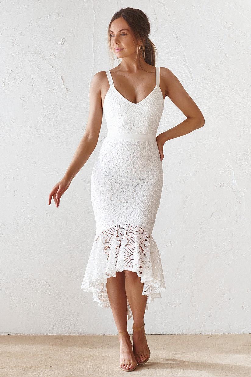 Liana Midi Dress - White - JAUS
