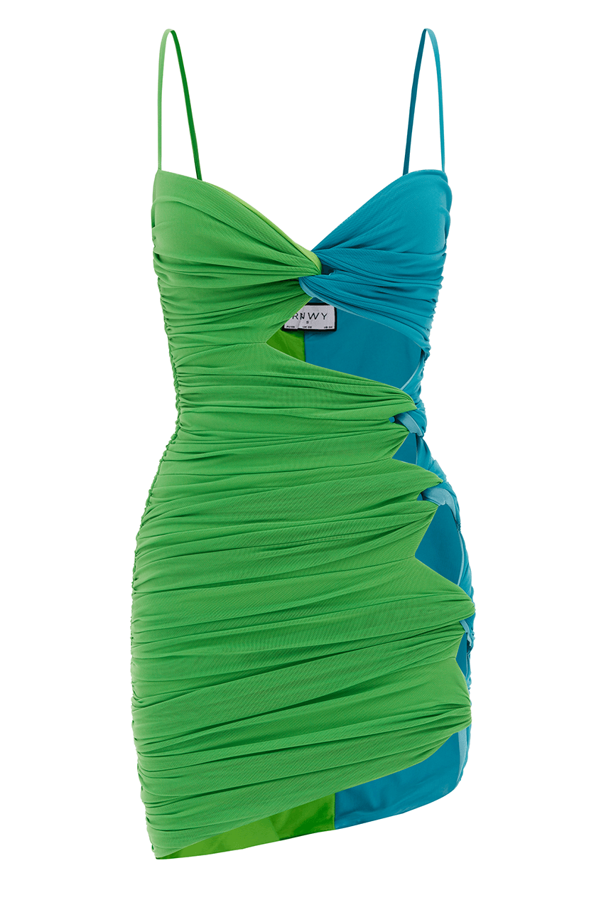 Lilly Mini Dress - Green/Aqua | JAUS