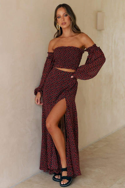 Lizbeth Crop - Black Floral - JAUS