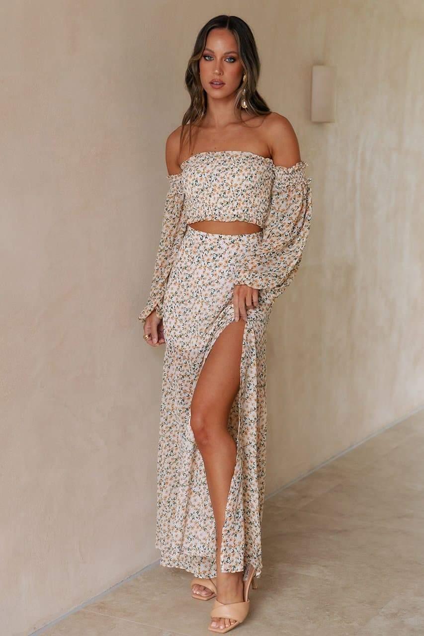 Lizbeth Maxi Skirt - Yellow Floral - JAUS